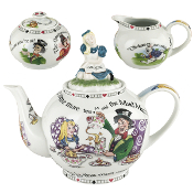 Teapot 6 cup, 48oz (Alice Lid) with Creamer & Sugar Bowl